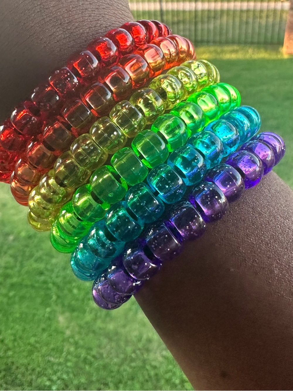 New Handmade Kandi Bracelets Set of 6 Colorful Rainbow